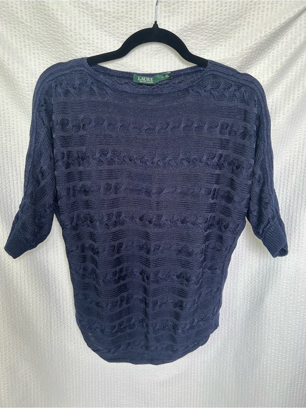 Lauren Ralph Lauren Cable-Knit Boatneck Sweater Blue Size Medium